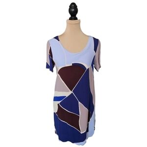 Wilfred Blue Grey Beige Short Sleeve Patterned Dress Sz M